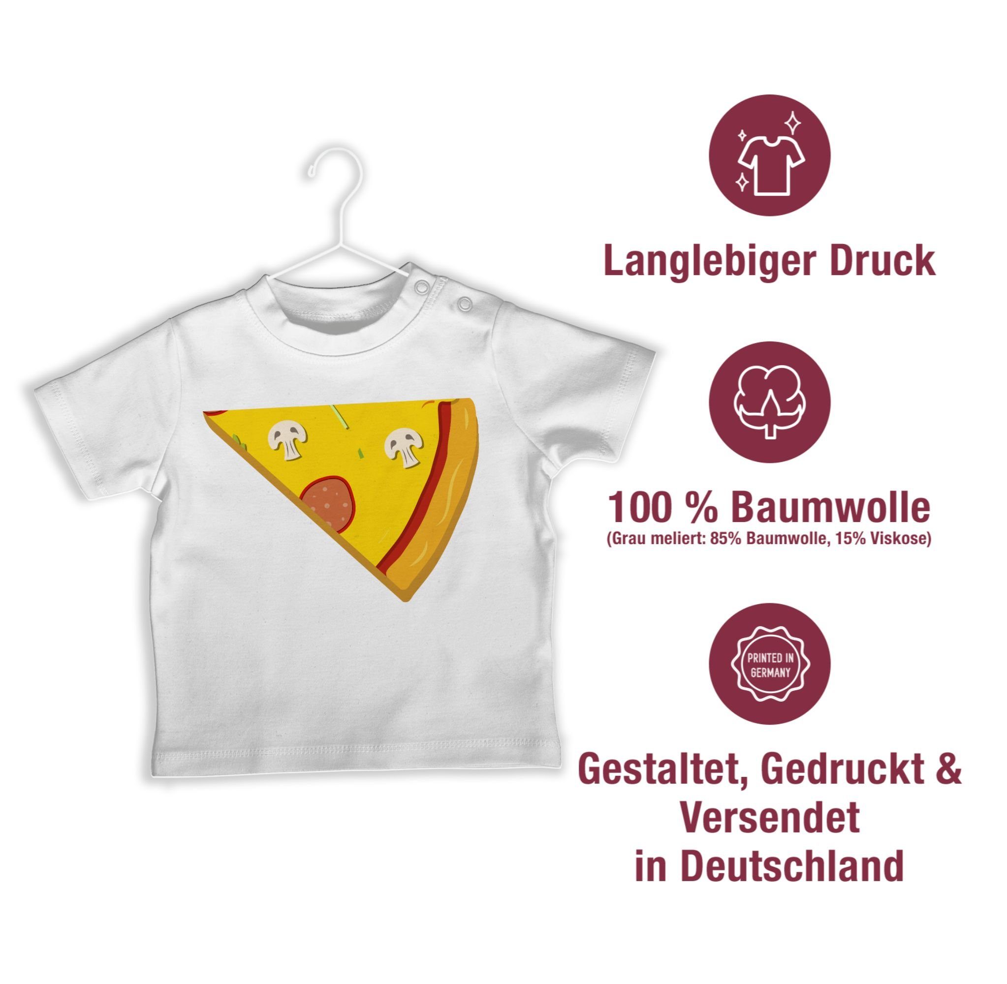 Familie 2 Weiß Pizza Teil Baby Shirtracer Partner T-Shirt Partner-Look 2
