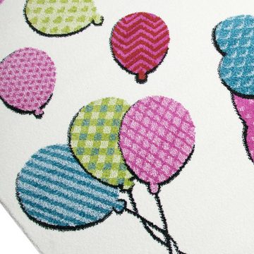 Kinderteppich Süßer Kinder-Teppich, Elefanten & Luftballons, in creme, Carpetia, rund