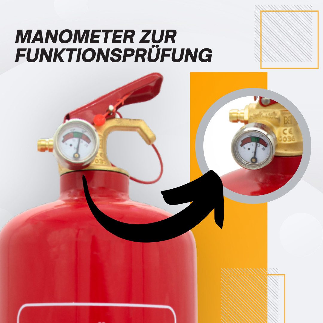 Sensorit Pulver-Feuerlöscher 2kg Feuerlöscher, Autolöscher, Pulver mit Halterung und Prüfschild, (1-St)