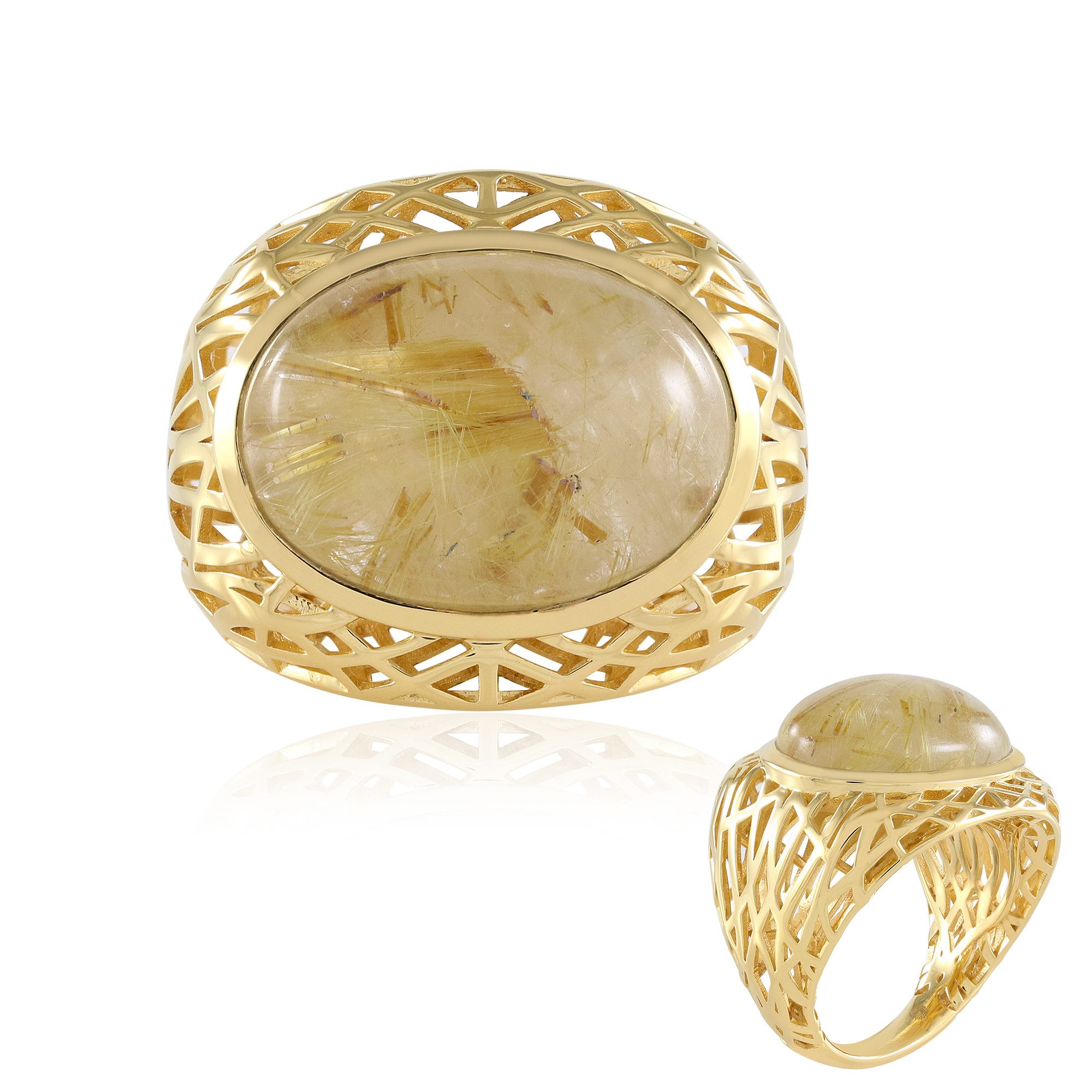 Cavill Solitärring Ring aus vergoldetem Silber mit Rutilquarz, 11,25 ct (1-tlg)