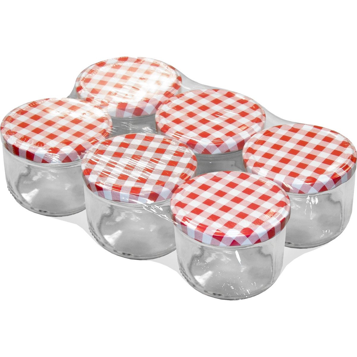 HEKU Freizeittasche Einmachglas mit rot/weiß kariertem Schraubdeckel Ø82mm 6x 230ml