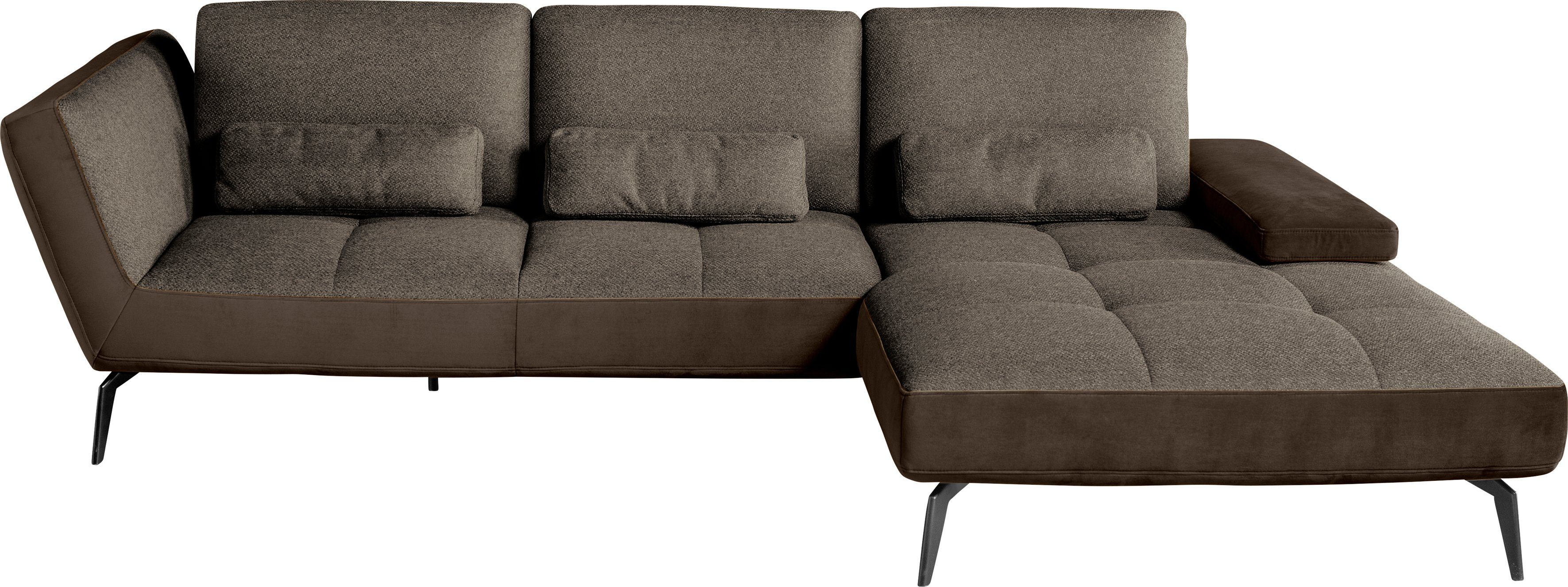 Sitztiefenverstellung und Musterring inklusive Ecksofa Nierenkissen one SO braun15/chocco28 4300, set by