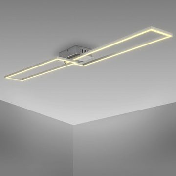 B.K.Licht Deckenleuchte LED-Deckenlampe FRAME 110x25cm Alu-gebürstet - BKL1502, LED fest integriert, Warmweiß, schwenkbar inkl 40W 4000lm Leuchtmittel 3000K warmweiß Wohnzimmer Büro