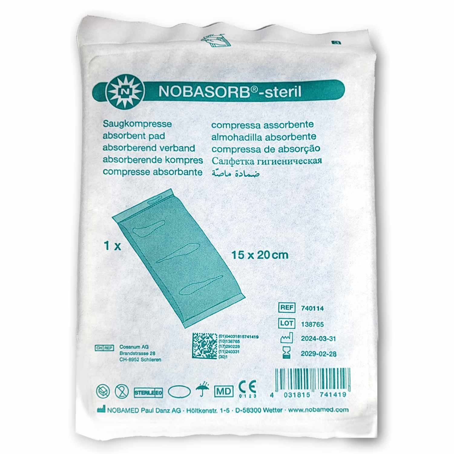 NOBAMED Paul Danz AG Erste-Hilfe-Set NOBAMED NOBASORB sterile Saugkompresse 15 x 20 cm, (1 St), für stark nässende Wunden