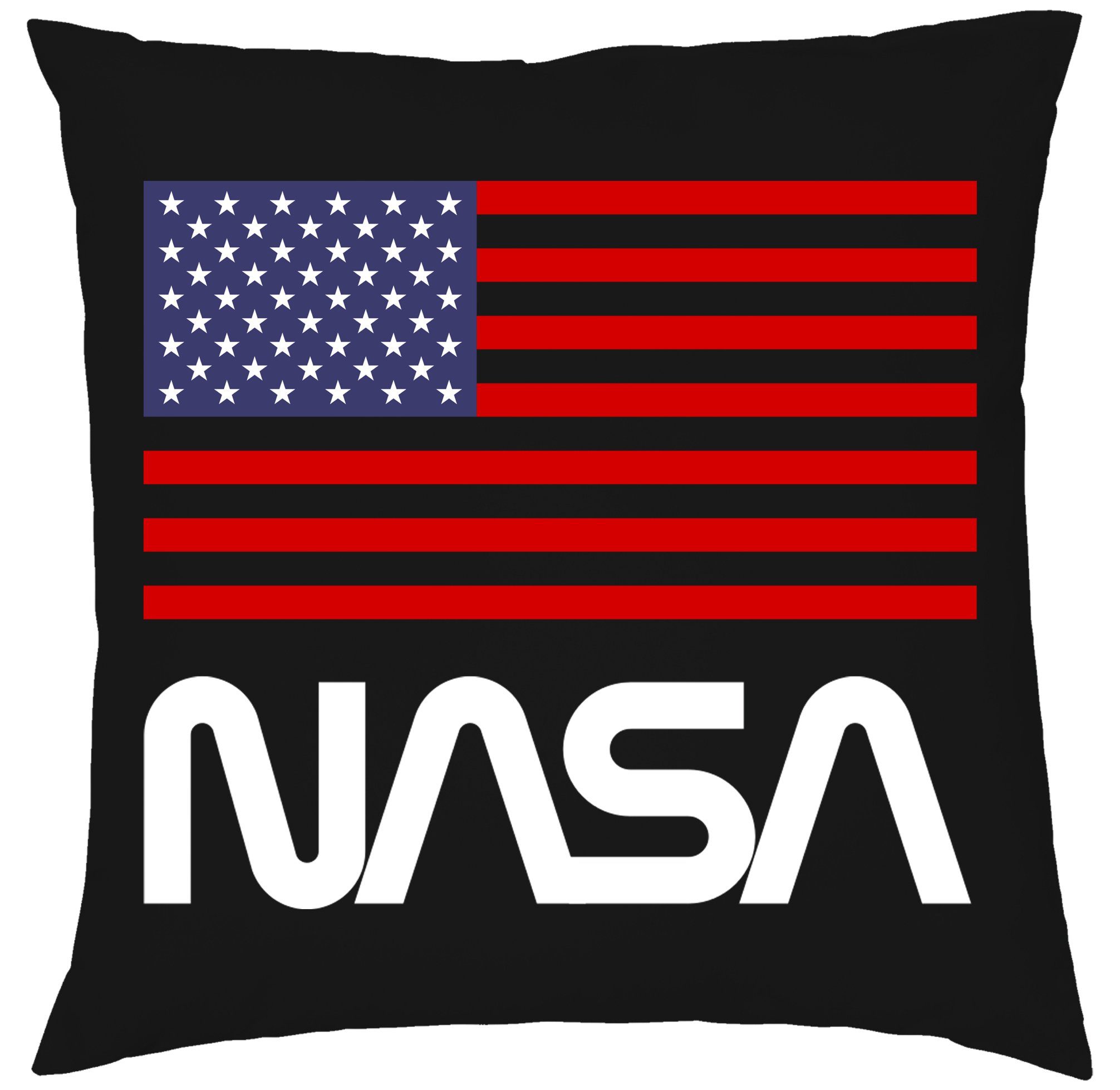 Blondie & Brownie Dekokissen Nasa USA Rakete Elon Mars Mond Mission Kissen mit füllung Schwarz