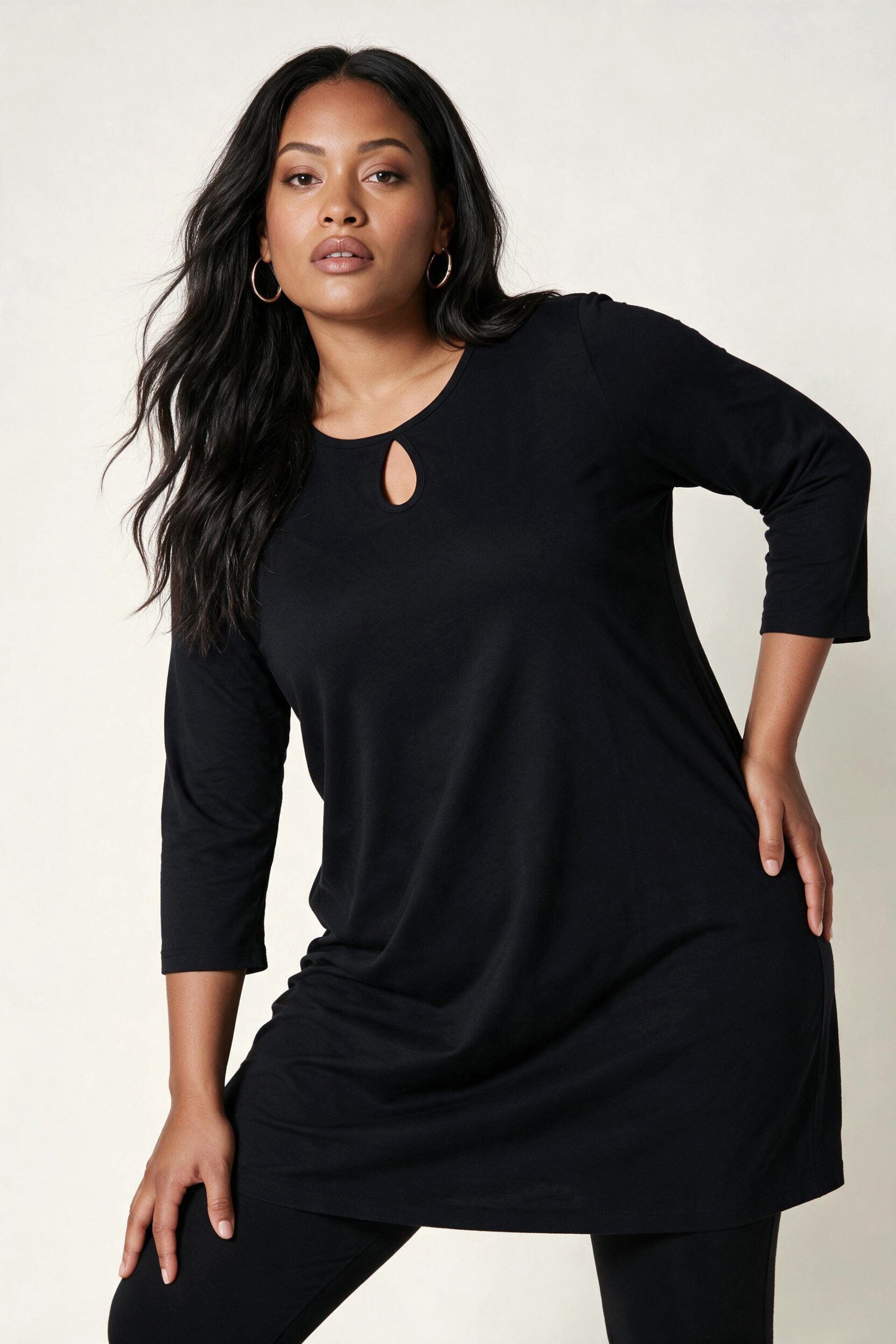 Ulla Popken Longshirt Longshirt A-Linie Rundhalsausschnitt 3/4-Arm – Bild 2 von 5
