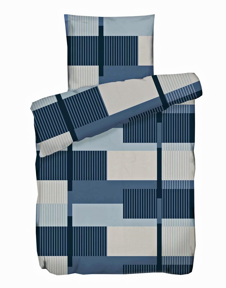 JACK Bettwäsche 135x200cm Streifen Grafik Blau günstig online kaufen