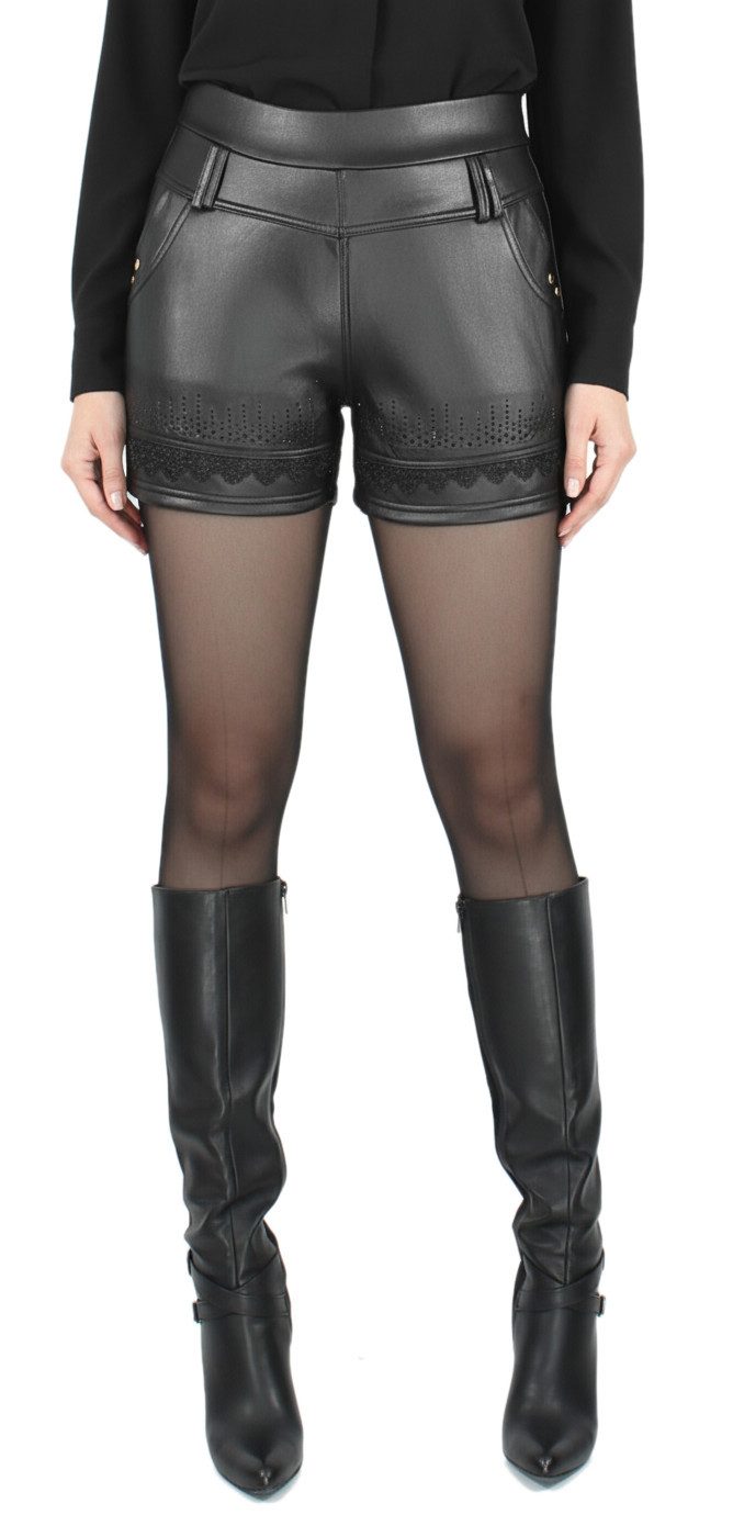 dy_mode Thermohose Damen Thermo-Hotpants in Kunstleder-Optik warm gefüttert günstig online kaufen