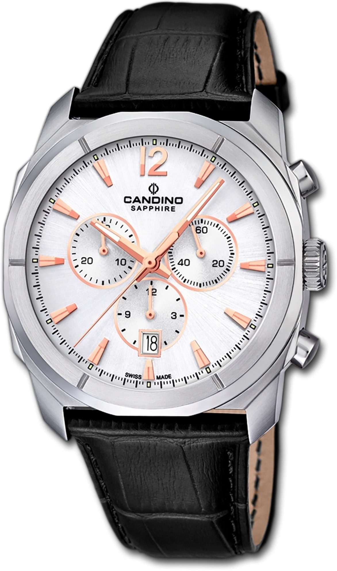 Candino Quarzuhr Candino Herrenuhr Sport C4582/7, Herren Armbanduhr rund, Edelstahlarmband schwarz