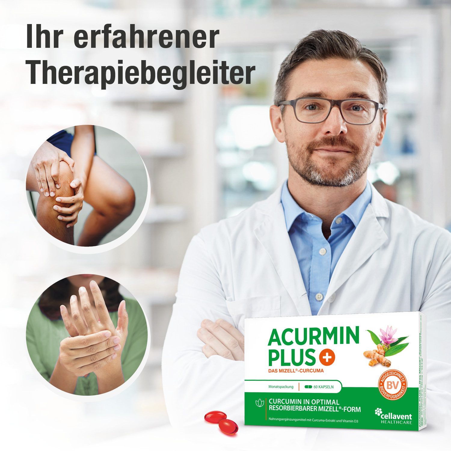 Cellavent Healthcare Acurmin PLUS® Kurkuma Kapseln - 10.000mg Kurkuma Pulver/Tag Kapseln