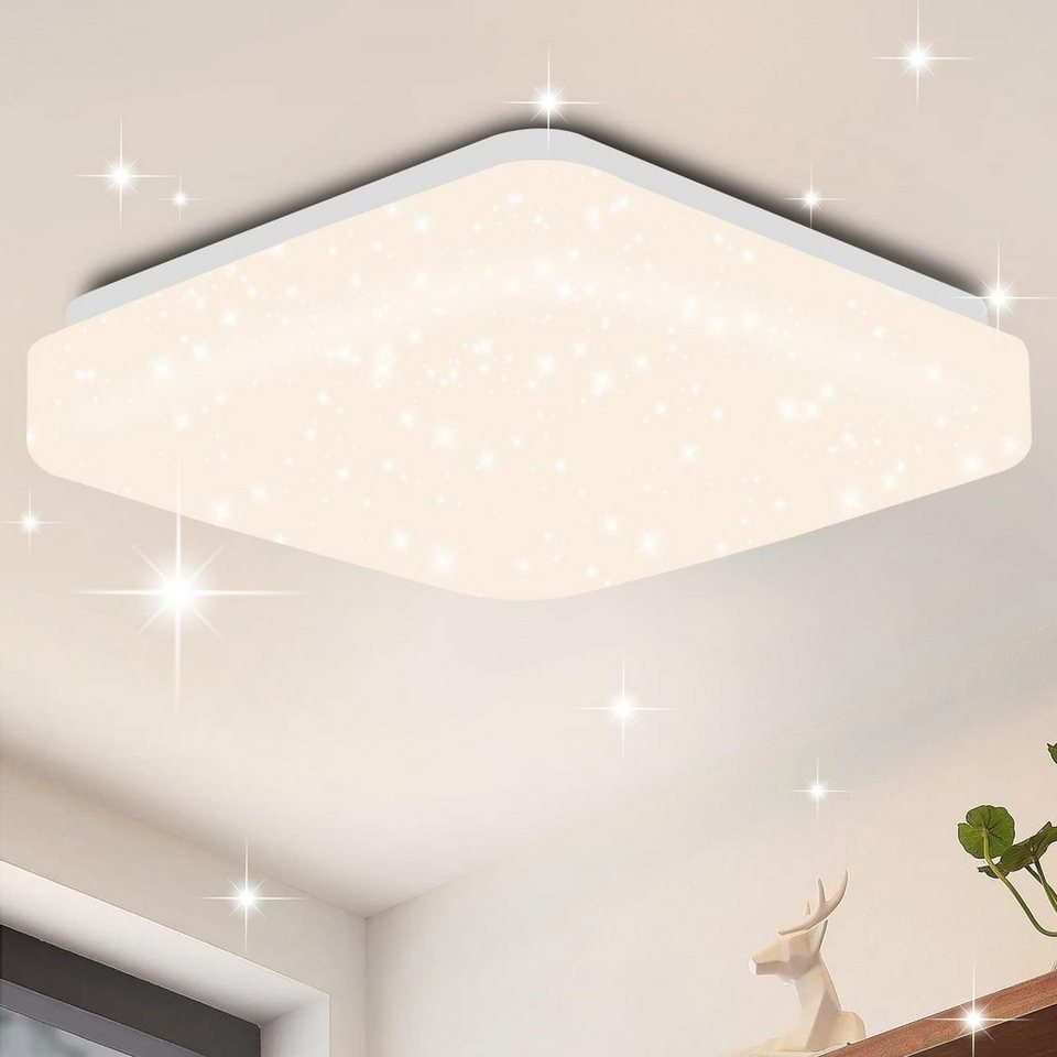 Nettlife Deckenleuchten Quadra Sternenhimmel-Design Schlafzimmerlampe, LED  fest integriert, Naturweiß