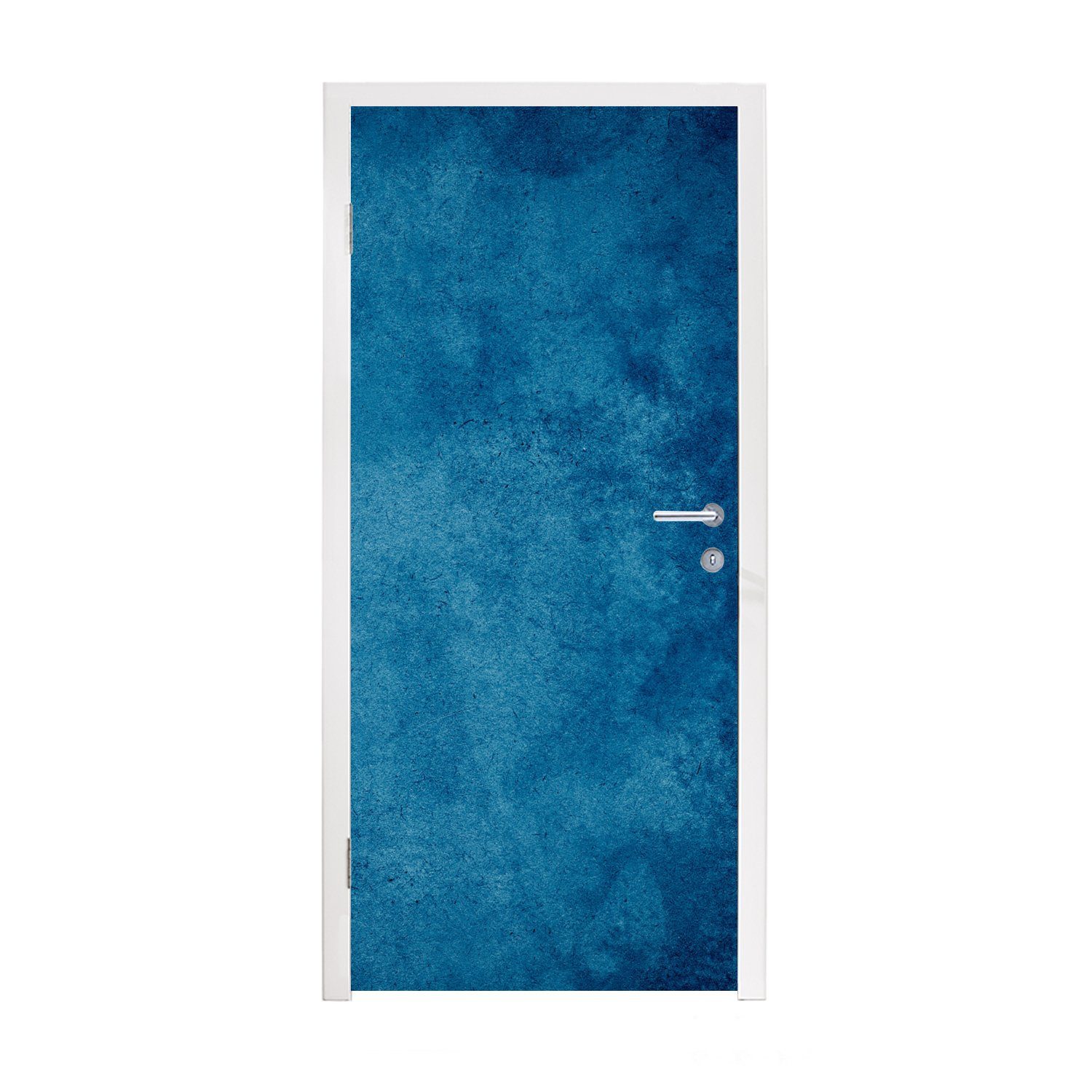 MuchoWow Türtapete Beton - Blau Strukturiert Fototapete cm St), Matt, (1 Türaufkleber, bedruckt, Vintage für - 75x205 Industriell, - Tür, 