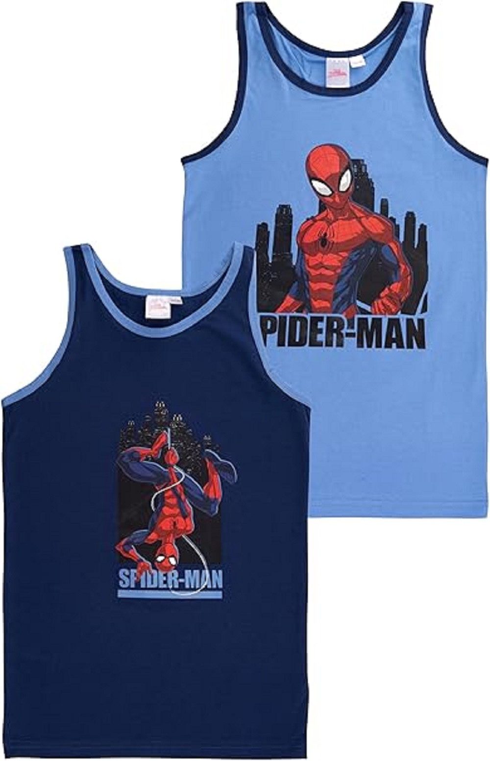 United Labels® Unterhemd Marvel Spider-Man Jungen Kinder Hemdchen Unterwäsche Blau (2er Pack)