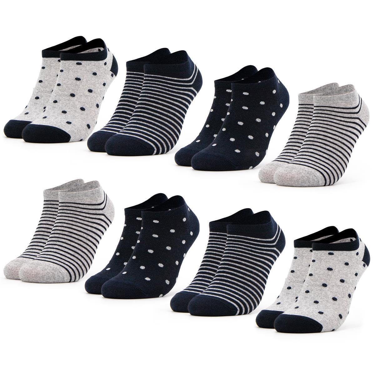 OCCULTO Sneakersocken Damen Muster Sneaker Socken 8er Pack (Modell: Maja)  (8-Paar)
