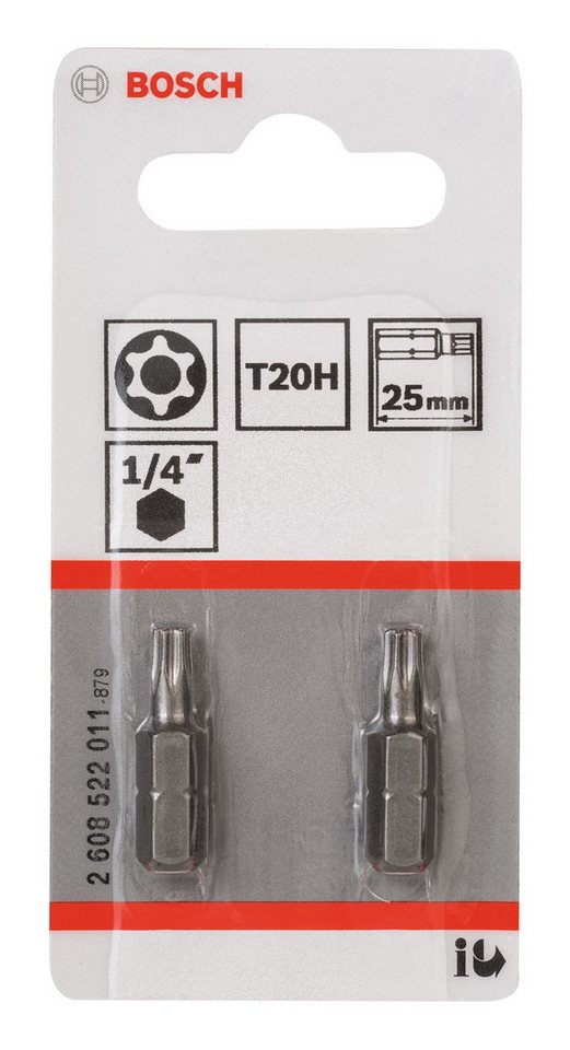 Thumbnail - BOSCH Torx-Bit, 2 Stück, SecuritySchrauberbit Extra-Hart - T20H x 25 mm - 2er-Pack