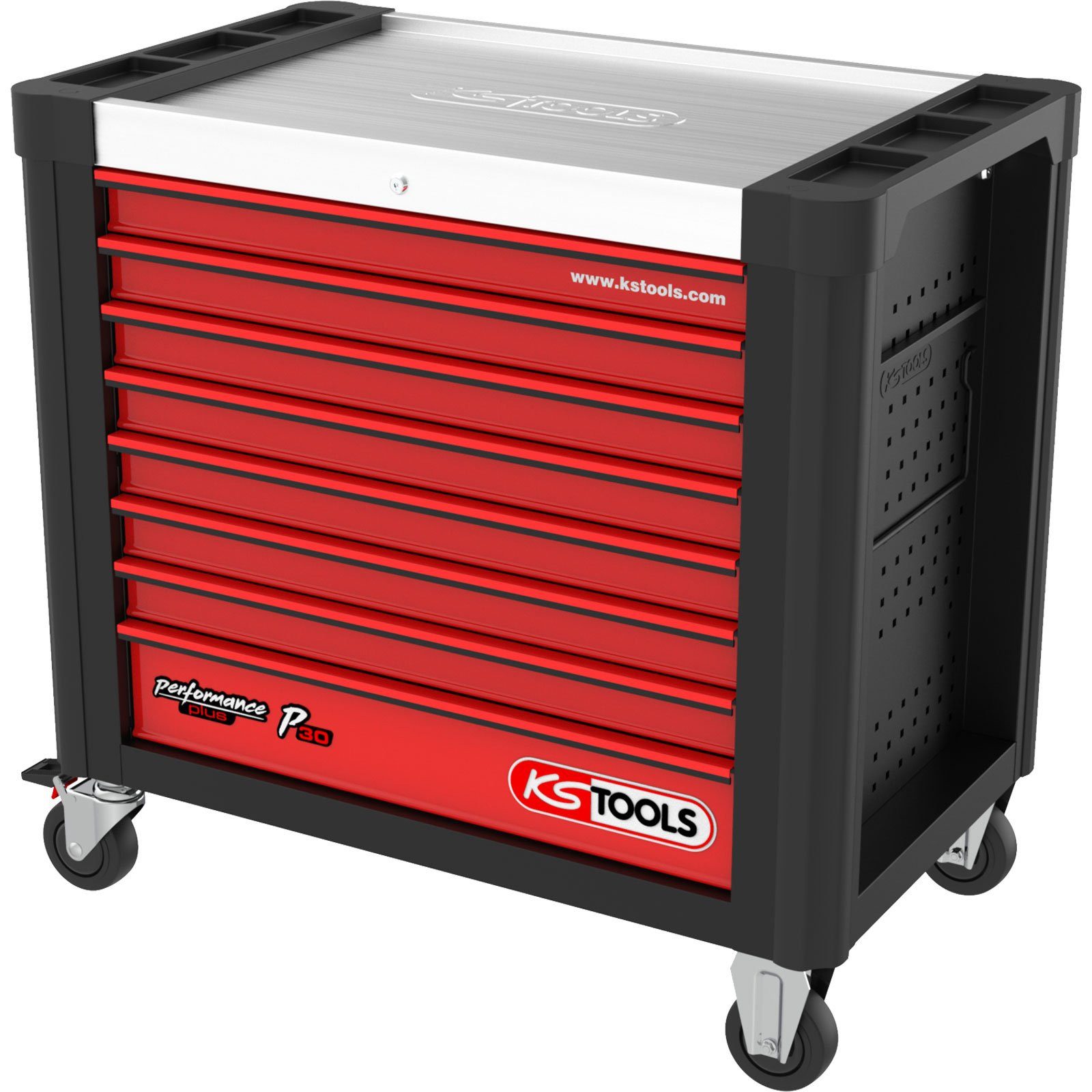 KS Tools Werkstattwagen KS TOOLS PERFORMANCEplus P30 SCHWARZ/ROT Werkstattwagen mit 8 Sch...
