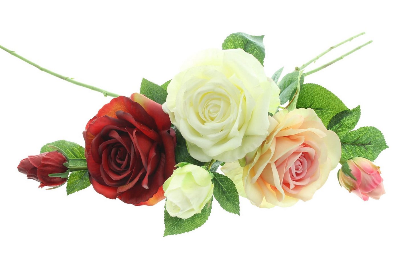Kunstblume "Rosen" 69 cm, Kunstblüten wie echt, 3er Set künstliche Rosen, Blüten, Dekoleidenschaft, mit Real Touch Effekt, ewige Rose
