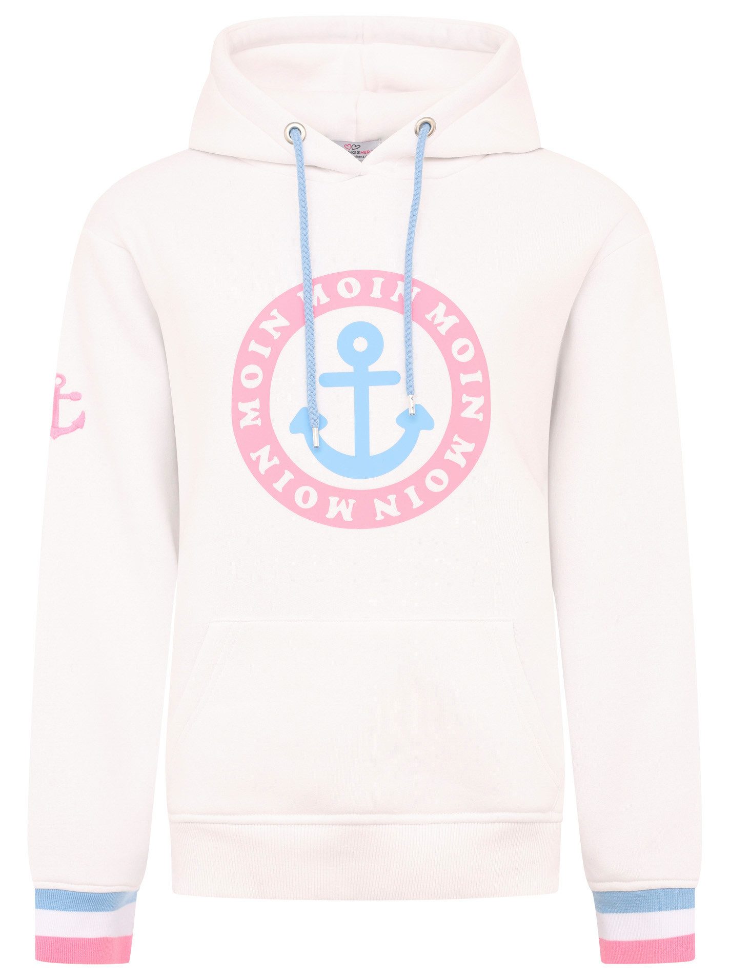 Zwillingsherz Hoodie Langarm, Kapuze, Neon-Details, Kordelzug, Frontprint, günstig online kaufen