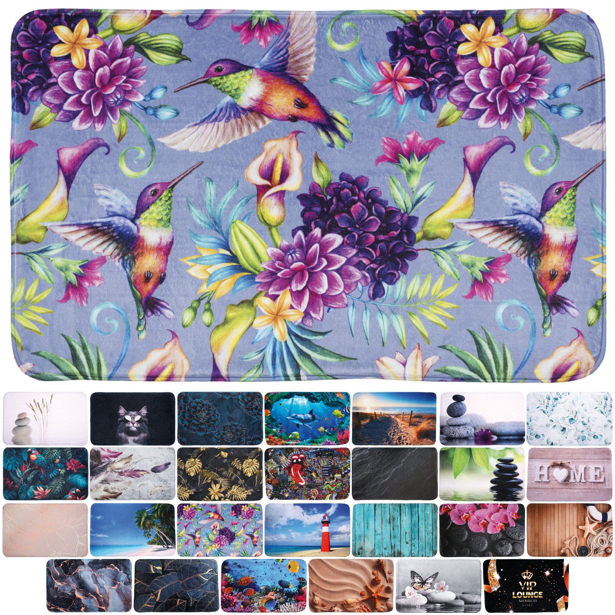 Sanilo Badematte mit Motiv, viele schöne Badteppiche zur Auswahl, rutschhemmend beschichtet, waschbar, schnelltrocknend, Polyester, rechteckig, sehr weich, hochwertig & modern, 50 x 80 cm oder 70 x 110 cm