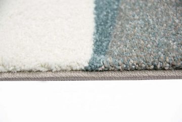 Teppich Designer Teppich Moderner Teppich Wohnzimmer Teppich Kurzflor Teppich mit Konturenschnitt Gestreift Pastellfarben Blau Creme Beige, Teppich-Traum, rechteckig, Höhe: 13 mm