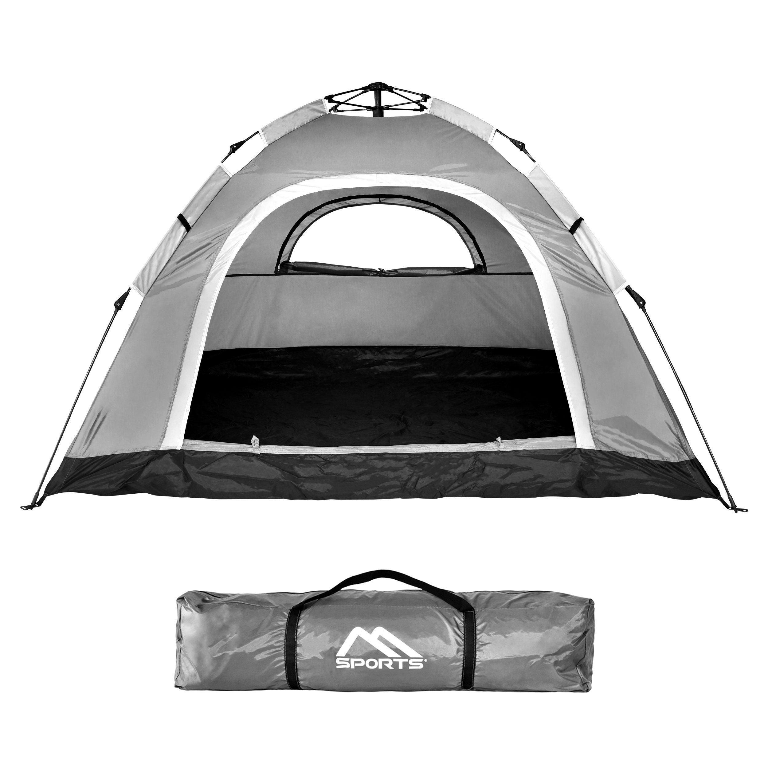 MSports® Winddicht Zelt Up Campingzelt Pop Kuppelzelt Würfelzelt Wasserdicht Grau 2-3 Igluzelt Personen Zelt