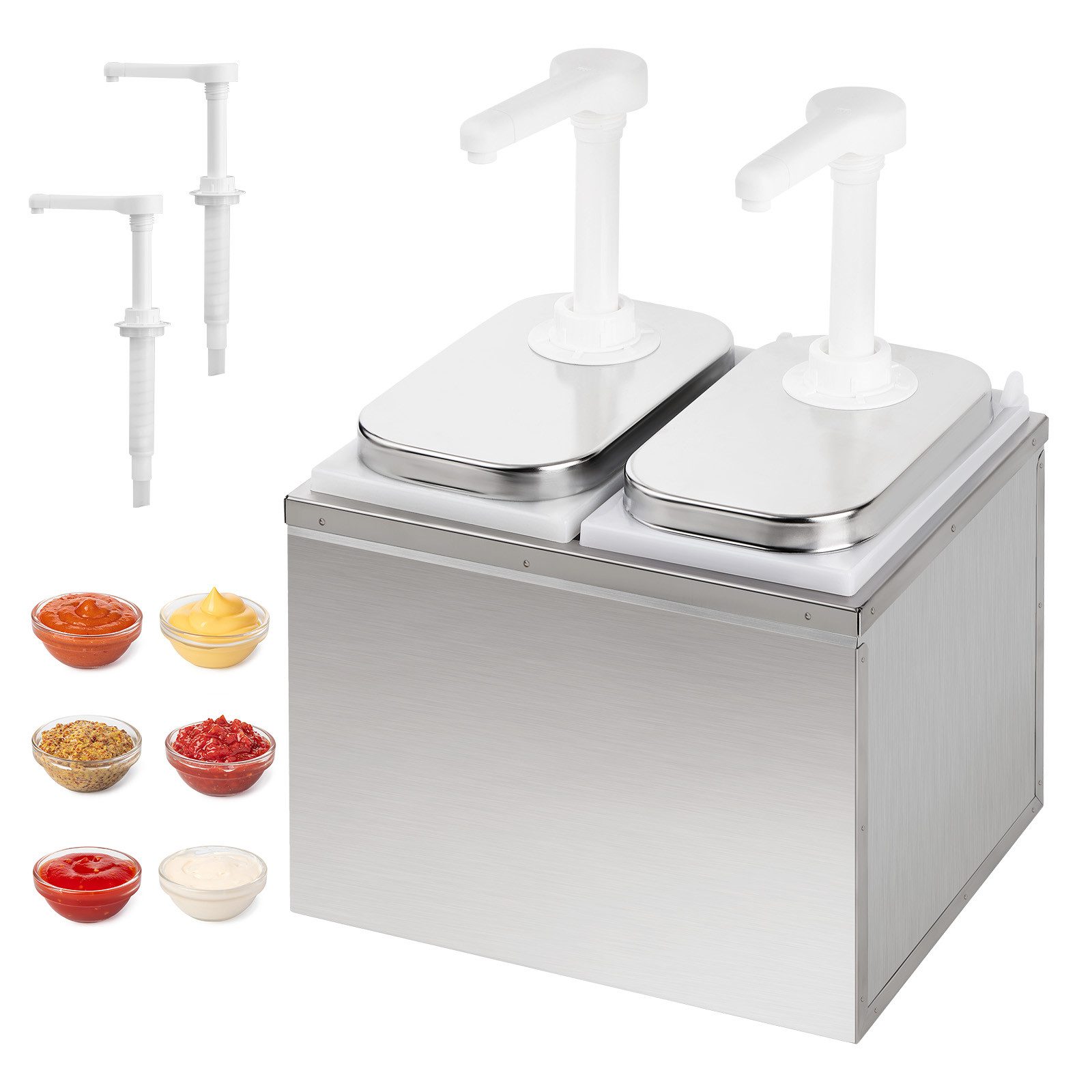 JOYOLEDER Sauciere 4L Saucenspender Pumpstation Pumpspender Senfspender, (Dosierspender 4 Pumpen 2 x 2 L)