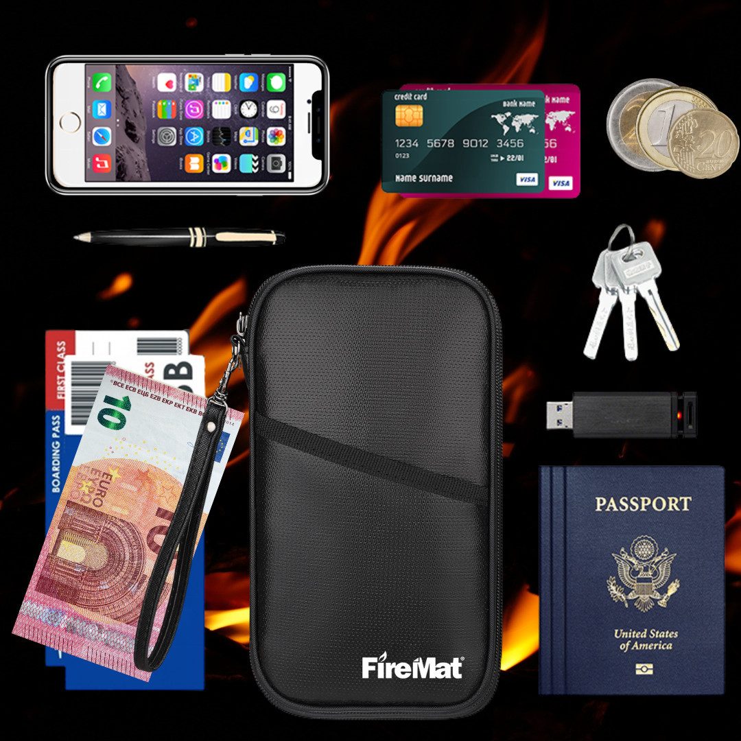 FireMat Reisetasche Feuerfeste & wasserfeste RFID Travelbag Reisepasshülle Reise Organizer, Feuerfest und RFID