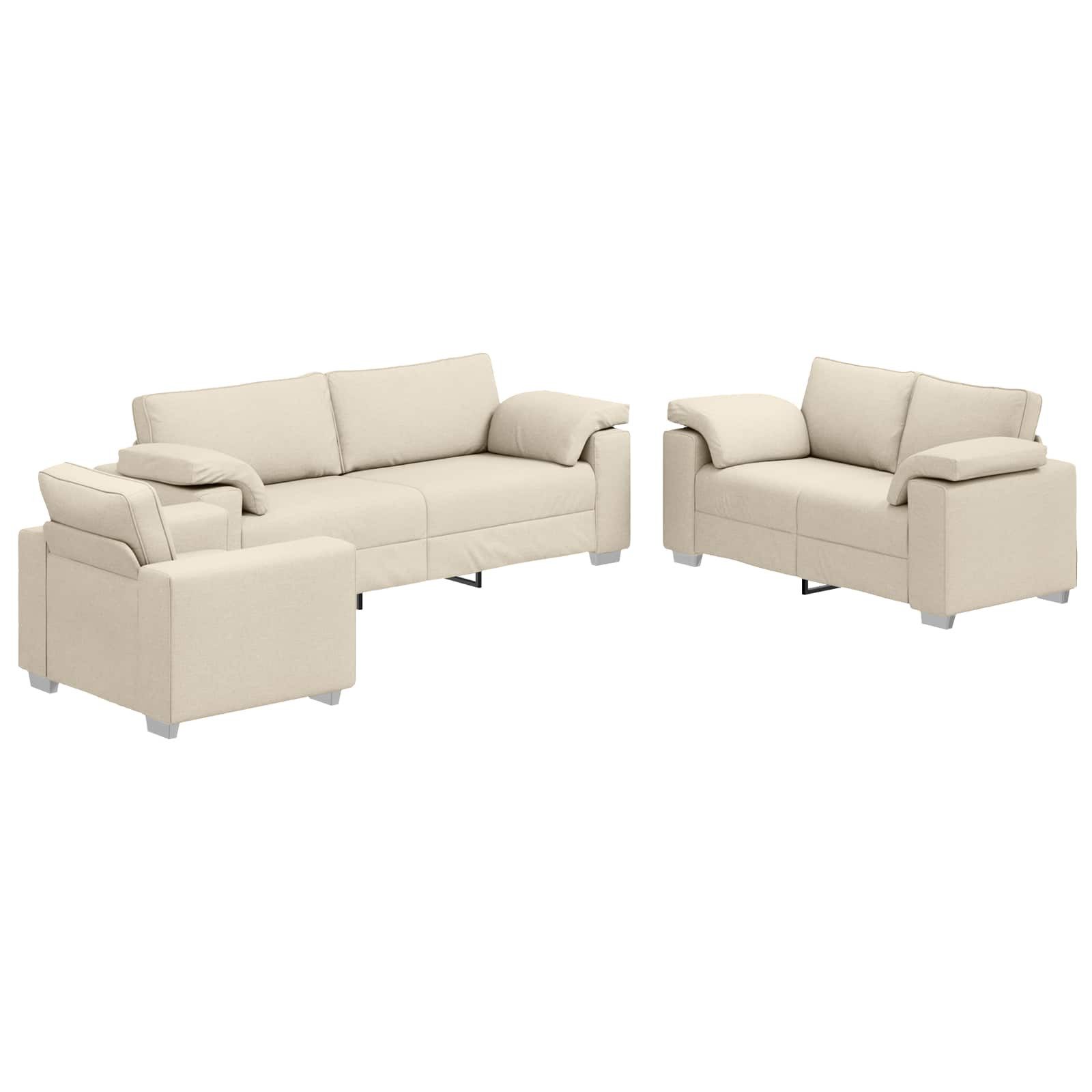 vidaXL Sofa Sofa 3 stk. Beige Leinenmischgewebe, 3 Teile