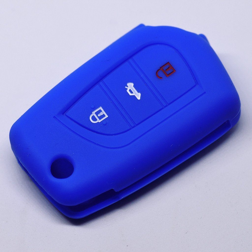 Blau, Softcase Silikon 3 Autoschlüssel Schutzhülle für Tasten Toyota AURIS Klappschlüssel Corolla mt-key Schlüsseltasche Avensis