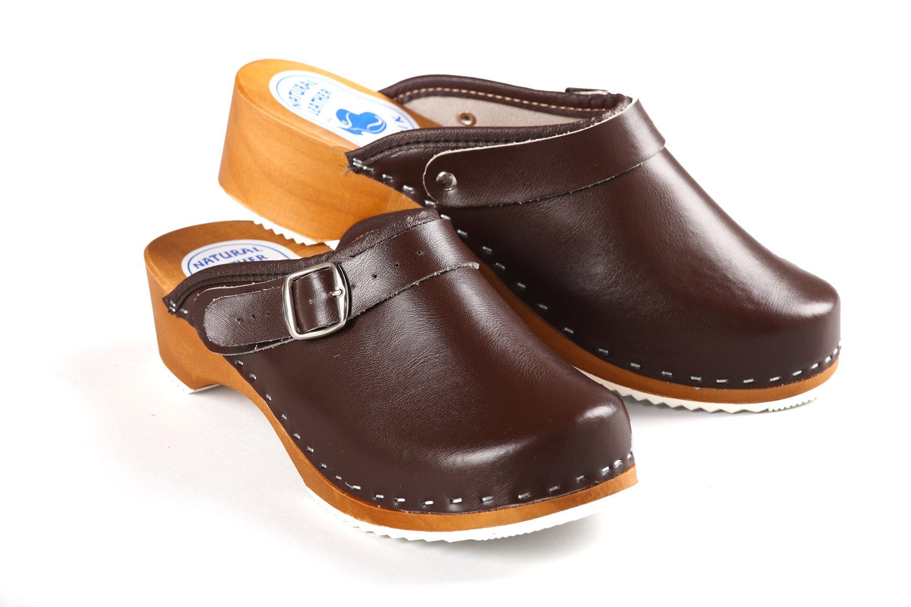 CLOGS Pantolette Sandalette Leder Holzschuhe Holzclogs Damen Klotschen Clog