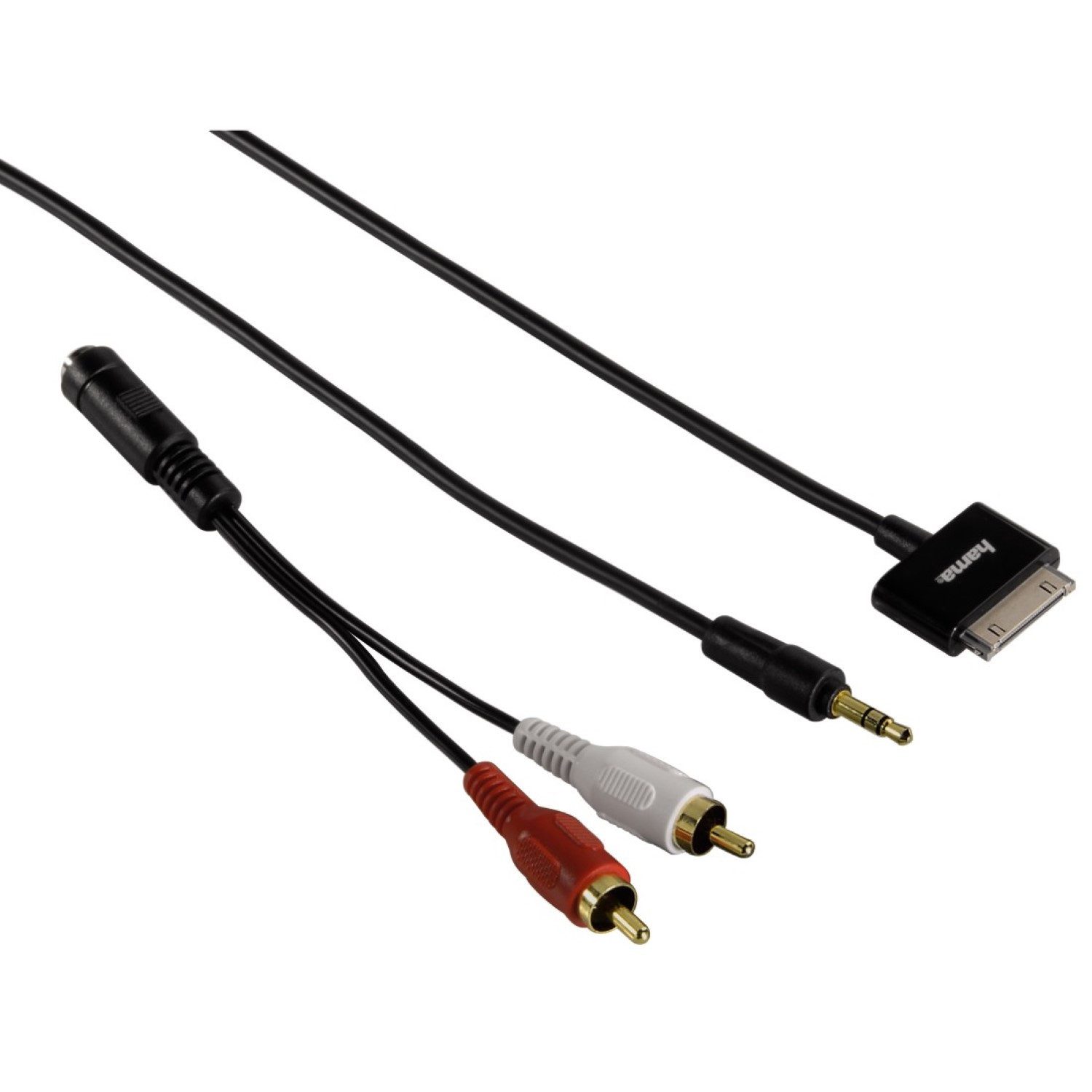 Hama Audio-Kabel Adapter AUX 3,5mm Klinke > 30-Pin Audio-Kabel, Cinch, 3,5-mm-Klinke (50 cm), Apple 30Pin Dock-Connector zu 3,5mm Klinken-Stecker RCA Cinch-Stecker