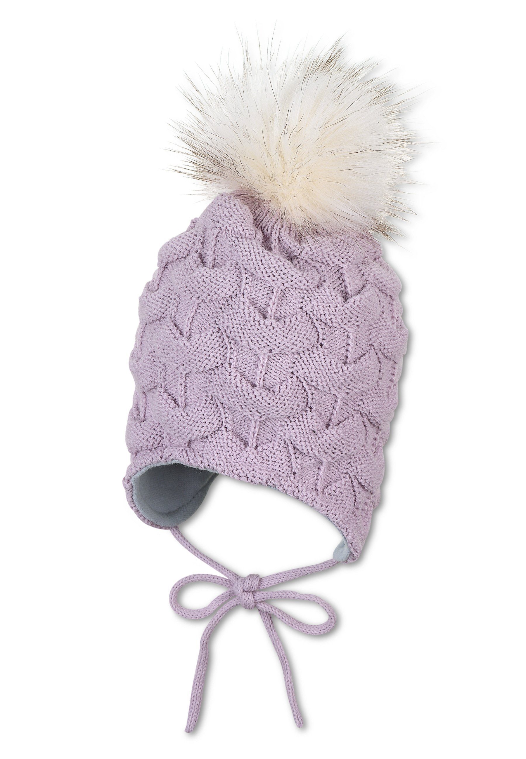 STERNTALER® Strickmütze Strickmütze (1-St., Strick Beanie für Kinder gefüttert mit Baumwollfleece) Mütze mit Kunstfell-Pompon gefüttert mit Fleece mehr
