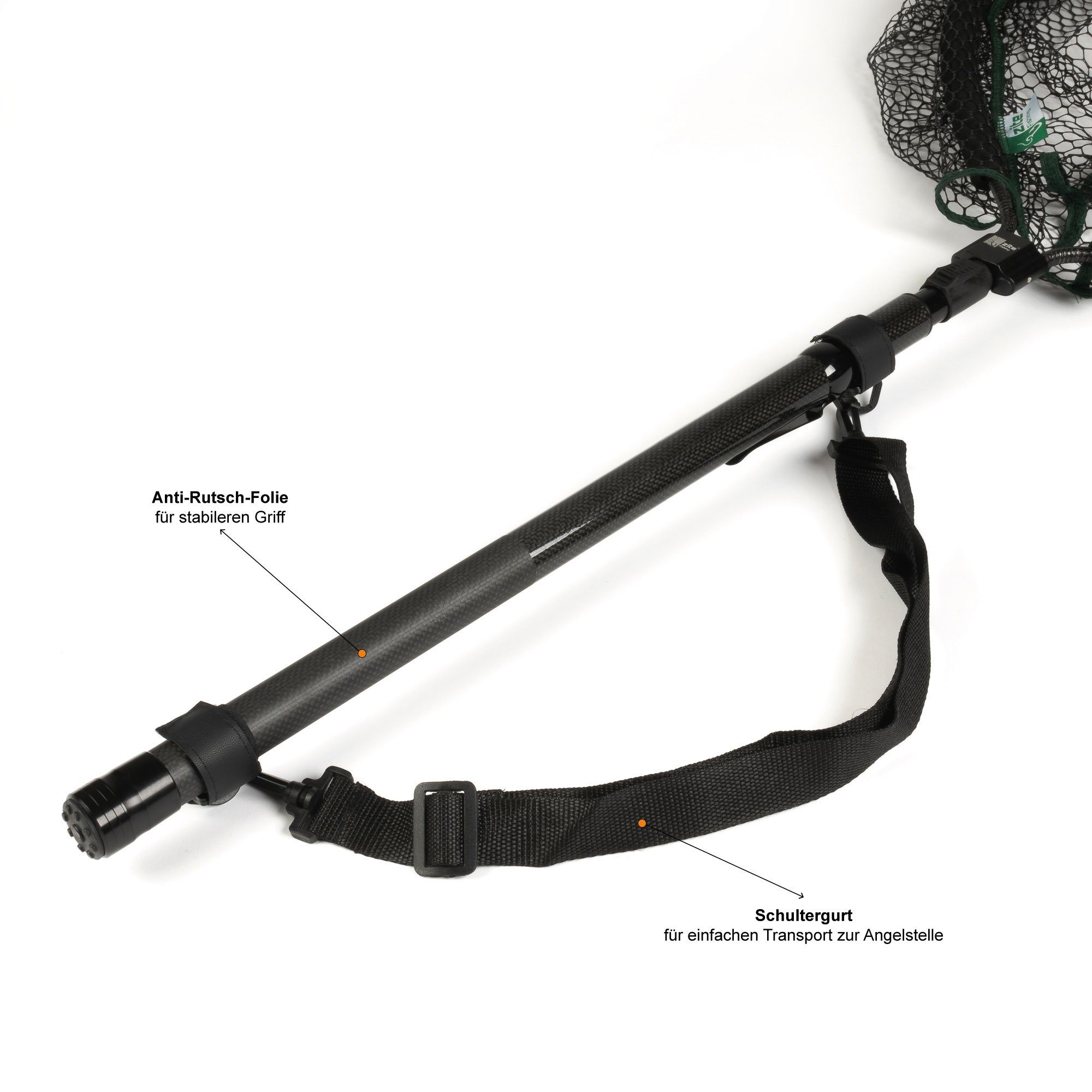 Zite Angelkescher Streetfishing Spinnkescher 370cm Gummiertes Netz & Schwimmfähig