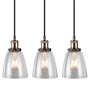 etc-shop LED Pendelleuchte, Leuchtmittel inklusive, Warmweiß, 3er Set Decken Hänge Lampe Wohn Raum Glas Beleuchtung