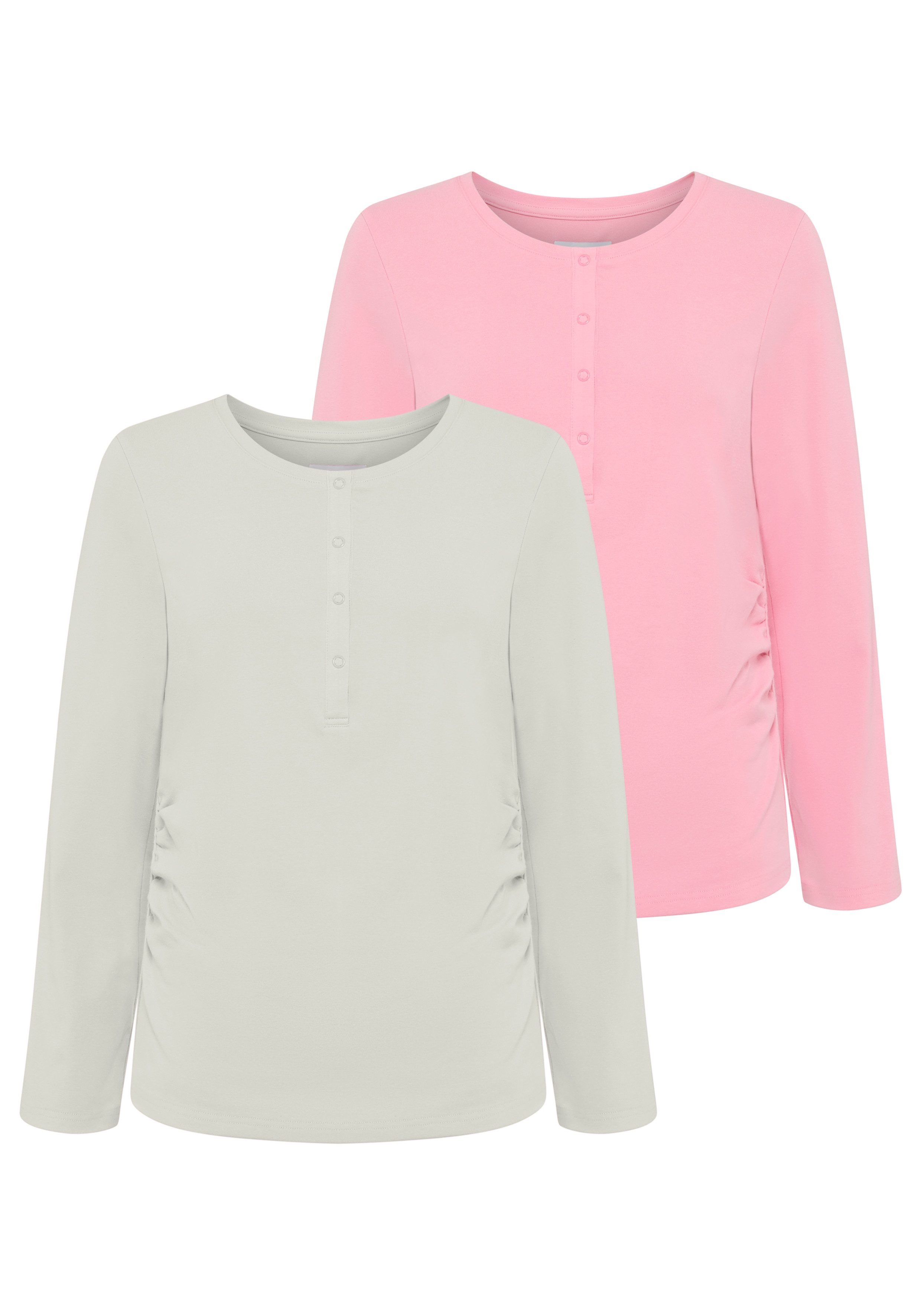 Neun Monate Umstandsshirt 2er Pack Stillshirts mit praktischem Ausschnitt (2-tlg) 2er Pack Umstands-Shirt für Schwangerschaft und Stillzeit