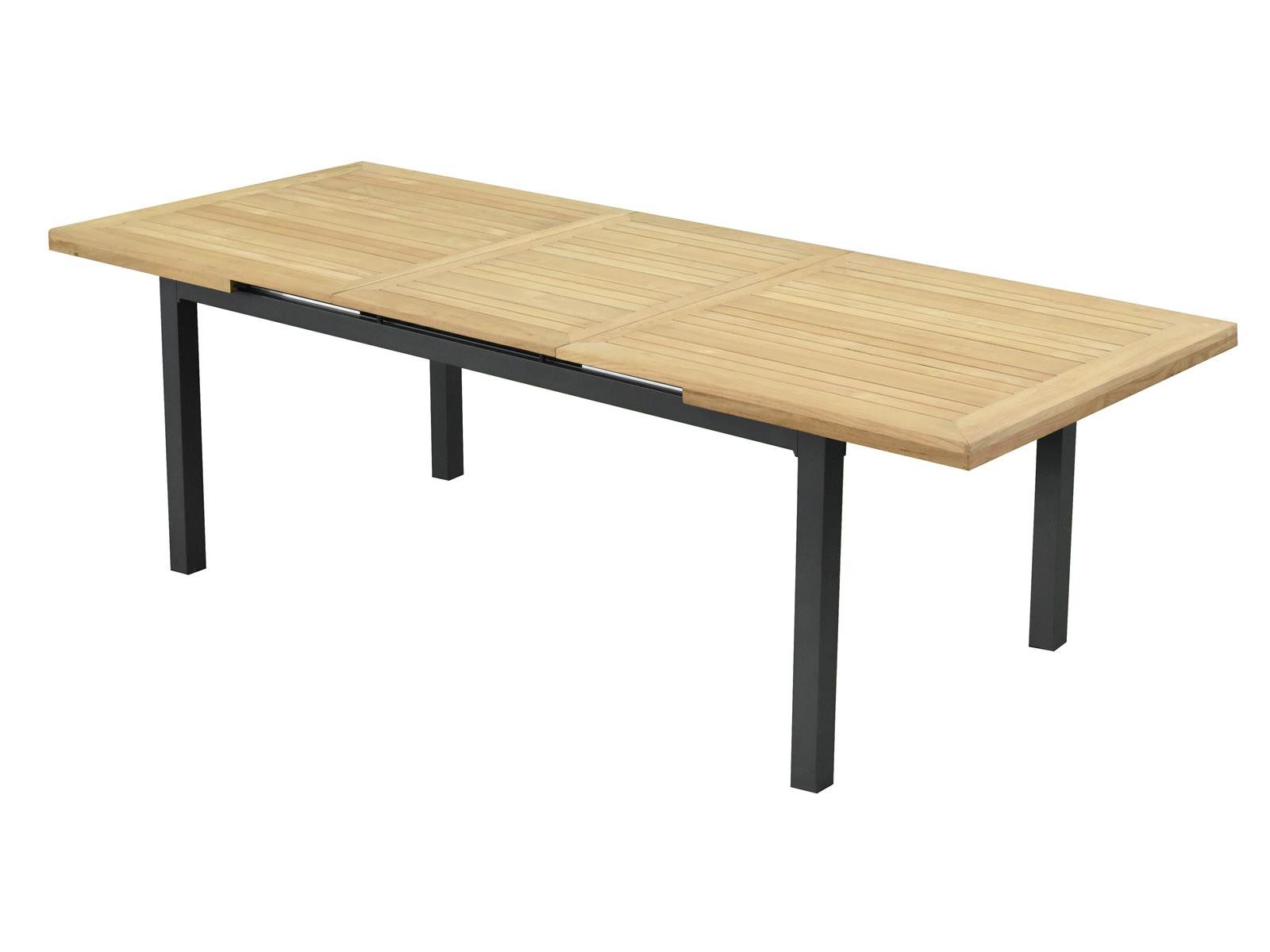 bellavista - Home&Garden® Gartentisch ausziebarer Teakholz Aluminium Gartentisch Newport, 183-243x100x75cm (Packung, 1-St), ausziebar auf 243 cm