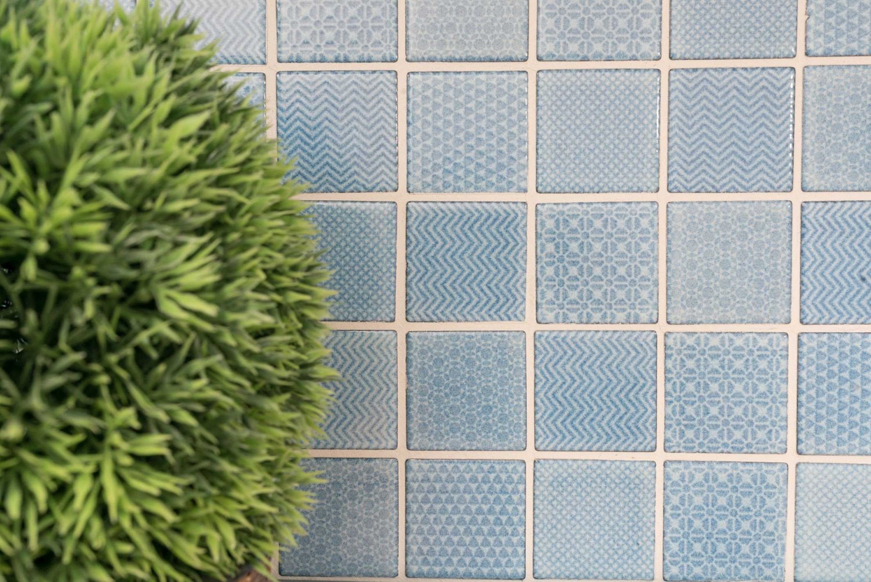 Mosaikfliesen Poolblau Dusch Mosaik Fliese Bad BAD Keramik blau Fliesenspiegel Mosani