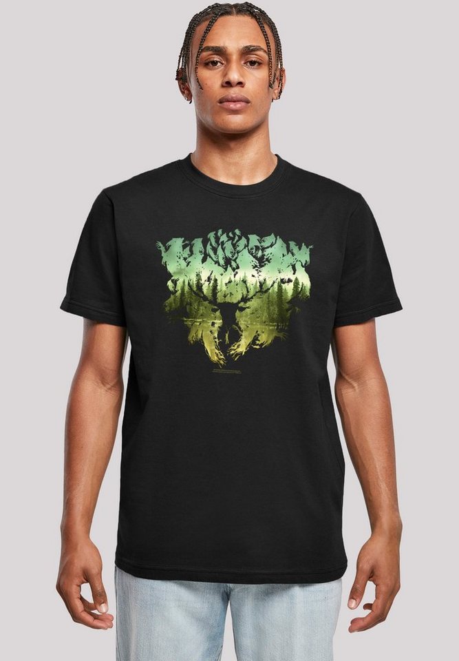Print, T-Shirt Harry Tragekomfort weicher Potter F4NT4STIC Magical Forest Sehr Baumwollstoff hohem mit