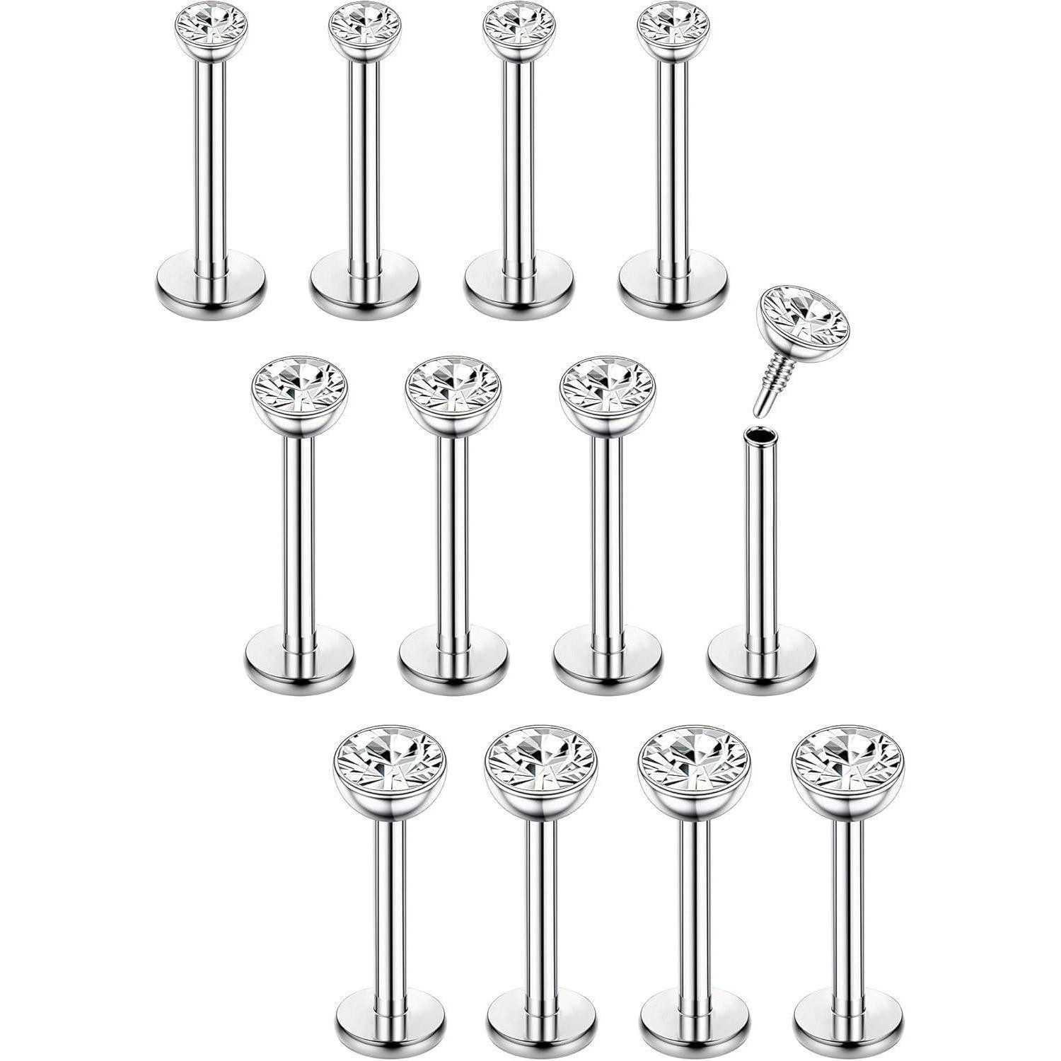 Piercing-Set 16G 12Pcs Helix Piercings Chirurgenstahl Tragus Conch Nasen Lippen