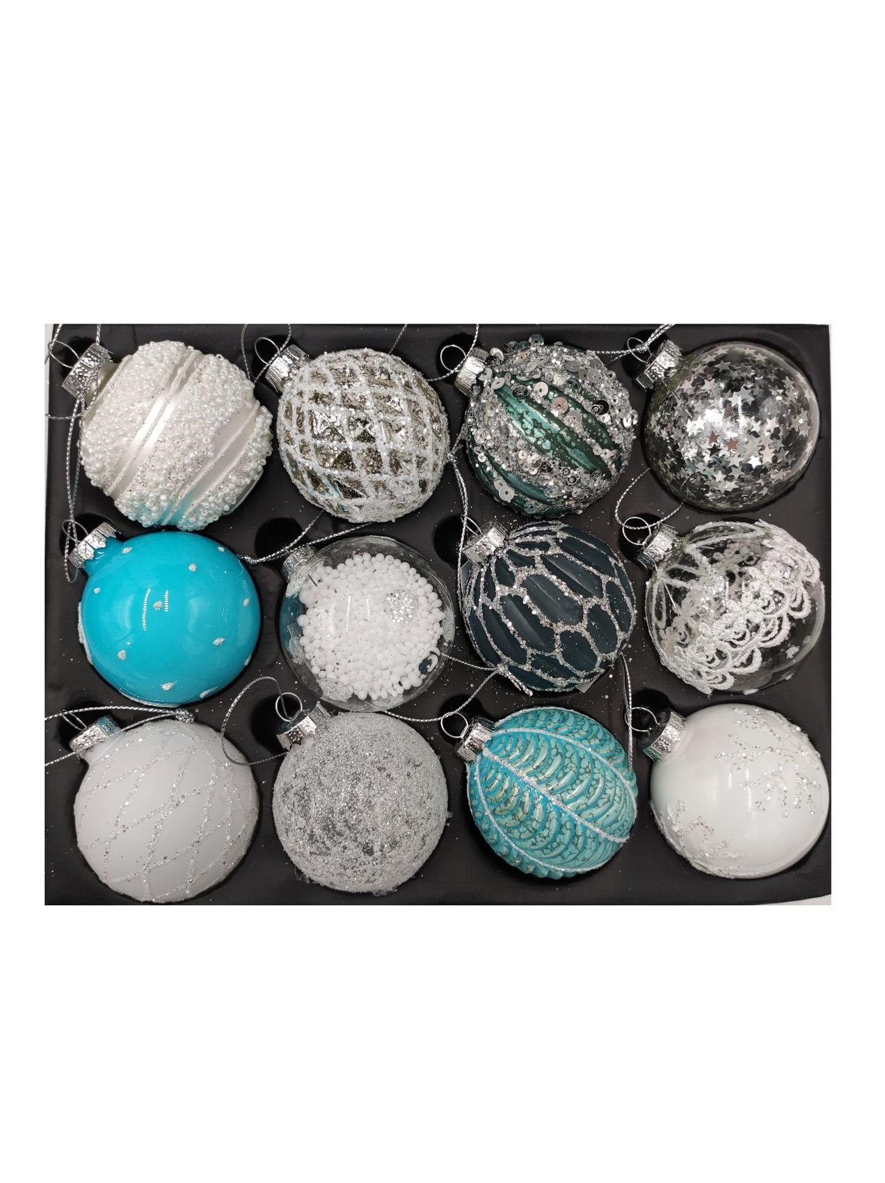 BURI Weihnachtsbaumkugel Glas-Weihnachtsbaumkugeln 12er-Set 6cm Christbaumschmuck Kugeln