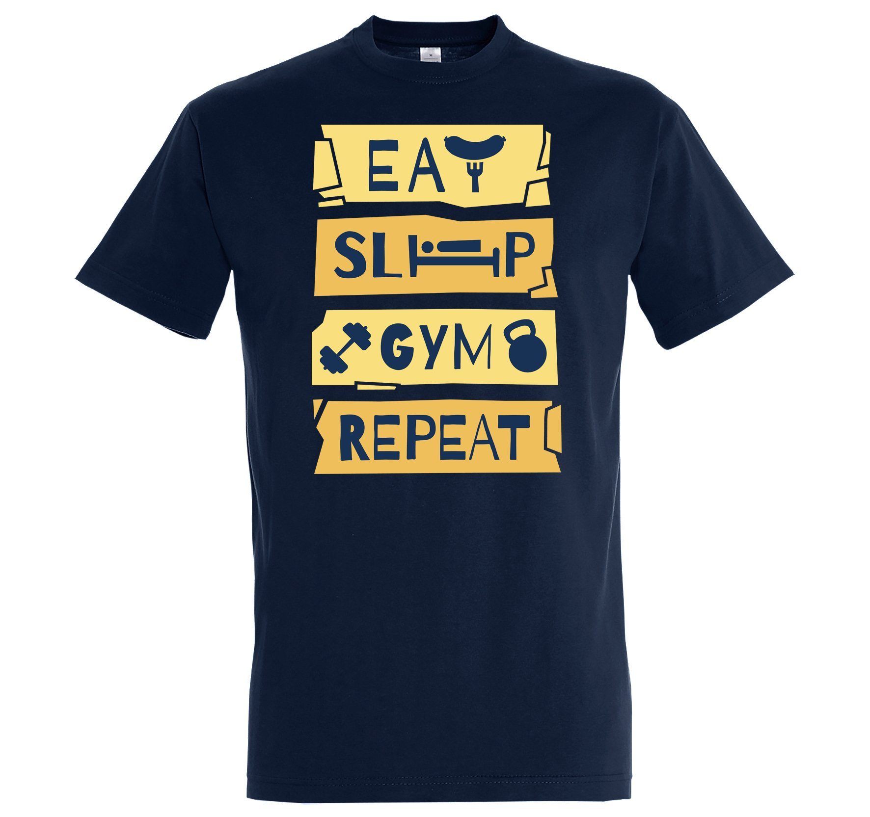 Youth Designz T-Shirt Eat Sleep Gym Repeat Herren Shirt im Fun-Look