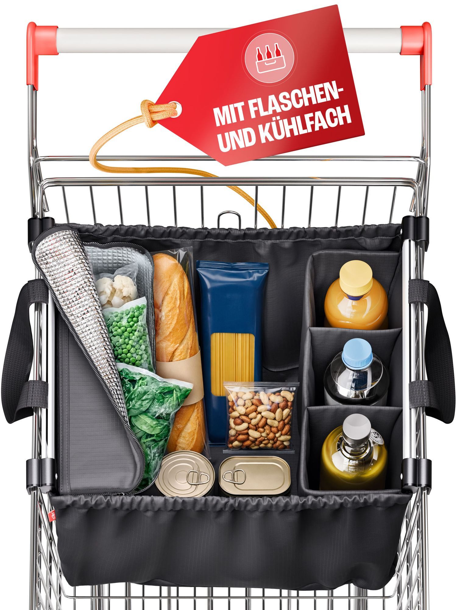 achilles Einkaufsbeutel Easy-Carrier Einkaufswagentasche mit Kühlfunktion und Flaschenfächern, 40 l