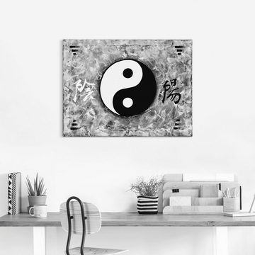 Artland Leinwandbild Ying & Yang_sw, Zeichen (1 St), auf Keilrahmen gespannt