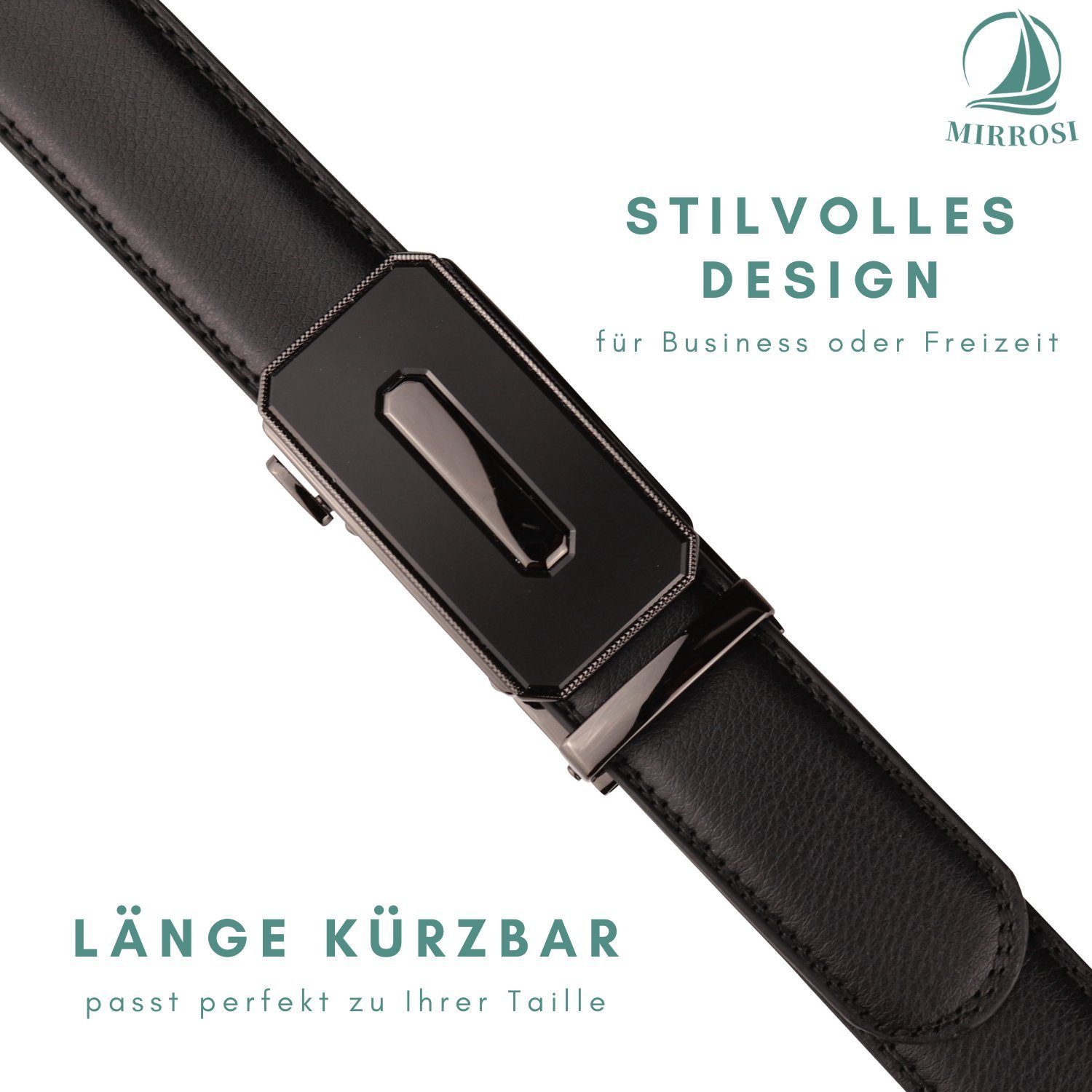Geschenk Verarbeitung Leder Business Kürzbar Ledergürtel Anzug Perfektes 38mm, Männer Herren 04 MIRROSI aus für Breit Hochwertige Modelle Automatik