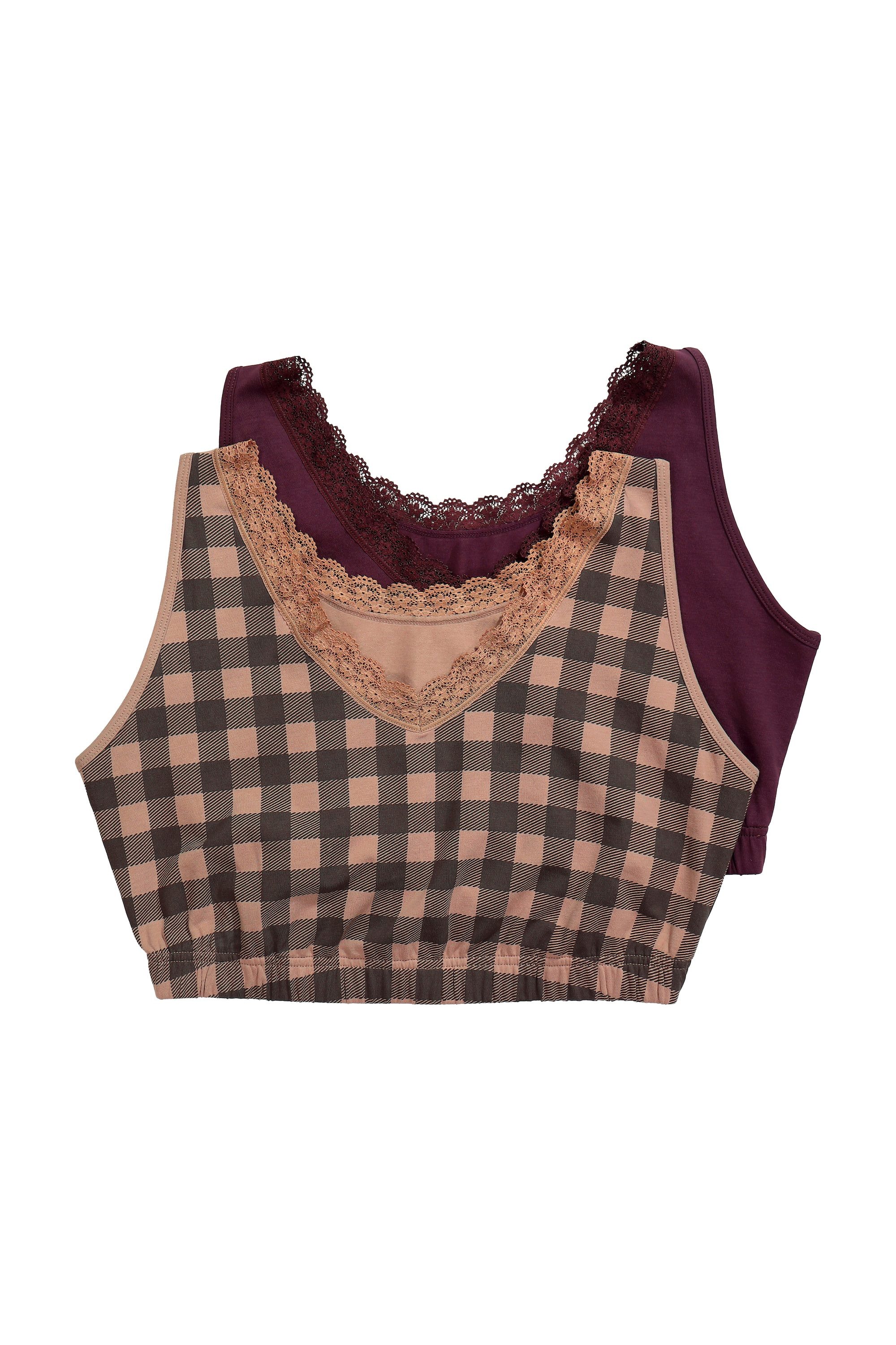 Ulla Popken Bustier Bustiers 2er-Pack Ringel/einfarbig Rundhals