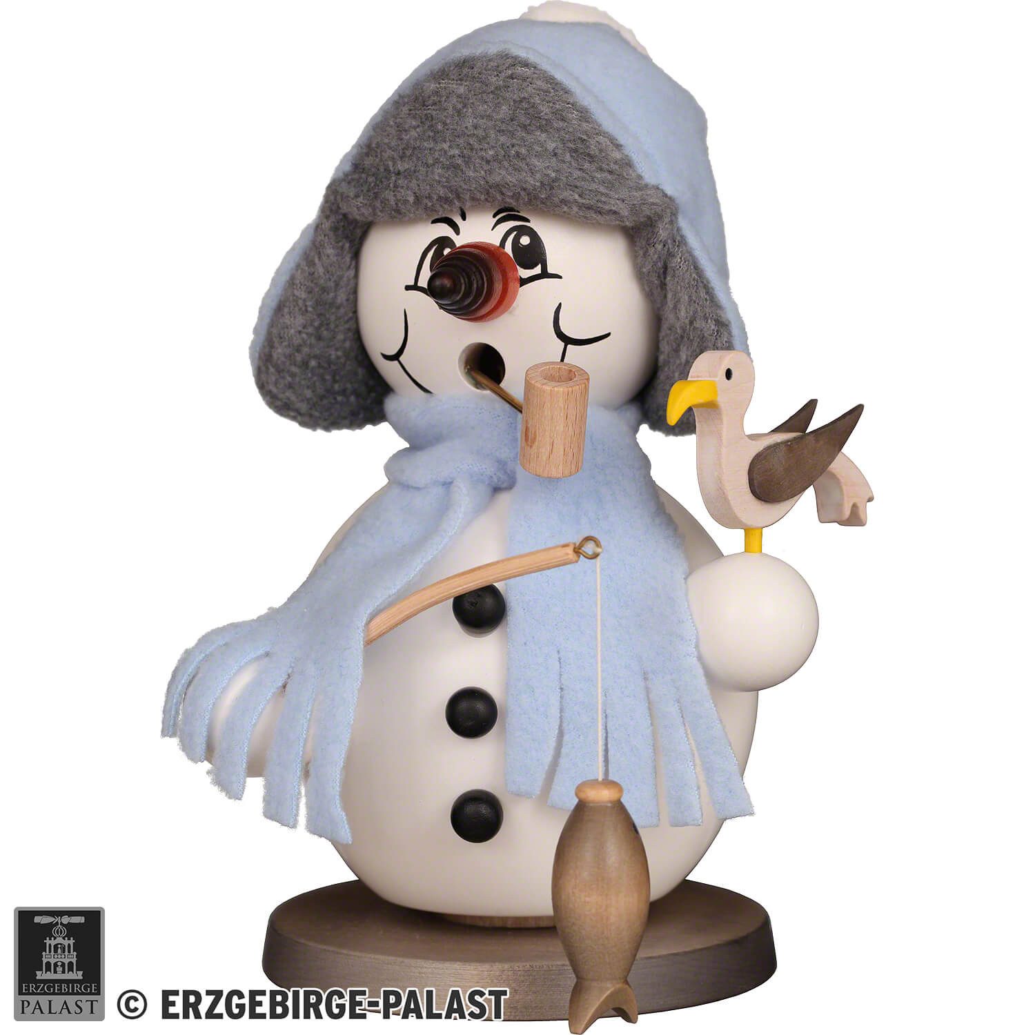 Räuchermännchen Schneemann Eisangler (18,5cm) Räuchermann von Christian Ulbricht