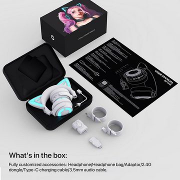 YOWU Gaming-Headset (Eindrucksvolles RGB-Beleuchtungsdesign,Plug-and-Play-Dongle, Audio Solution und 50mm-Treibereinheit., mit Einzigartiges Design, Universelle Gaming-Kompatibilität, Erfahrung)