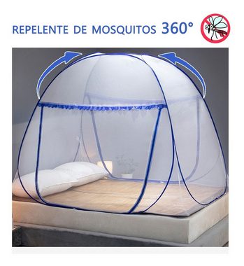 Cbei Moskitonetz Moskitonetz Bett faltbar Anti-Mückenstiche Mückennetz 180 × 200 cm (Moskitonetz-Set, 1 Moskitonetz, 1 Aufbewahrungstasche, 5 Clips), Selbstöffnend, Pop-up, Doppel-Reißverschluss, komplett verschließbar