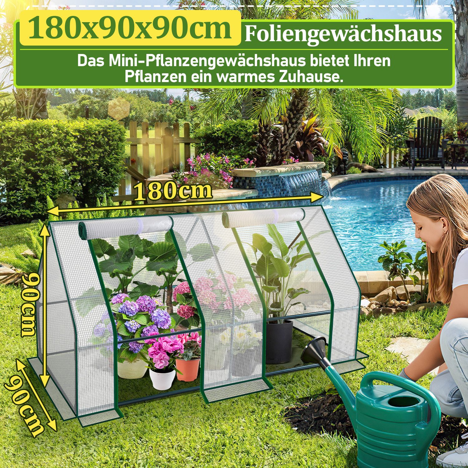 Clanmacy Gewächshaus Foliengewächshaus Gewächshaus mit 3 günstig online kaufen