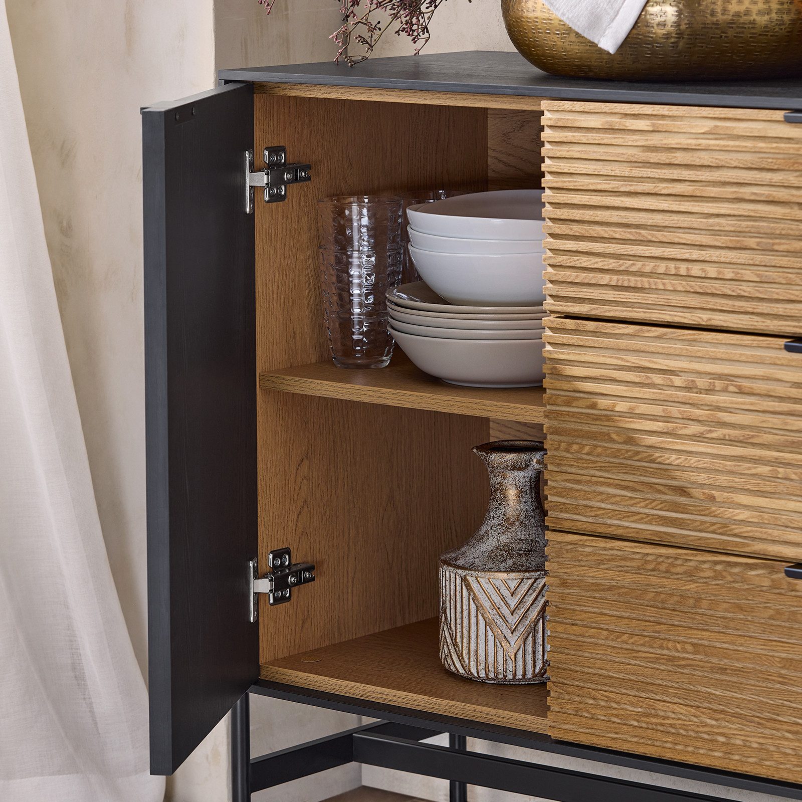 SoBuy Sideboard HFSB02, Küchenschrank Kommode Flurschrank Buffet Schuhschrank TV-Schrank